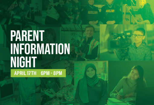 Parent Info Night is April 17, from 6-8PM